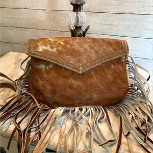NWOT Myra Cowhide Fringed Crossbody Bag